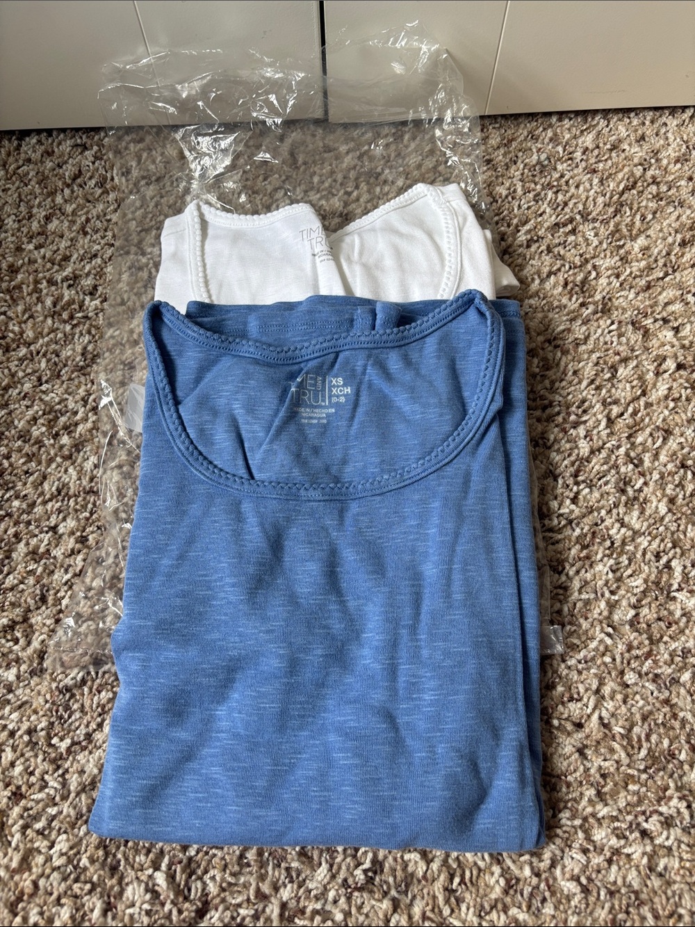 Time and Tru Short Sleeve Tee Set - Blue and White-NWT-XS